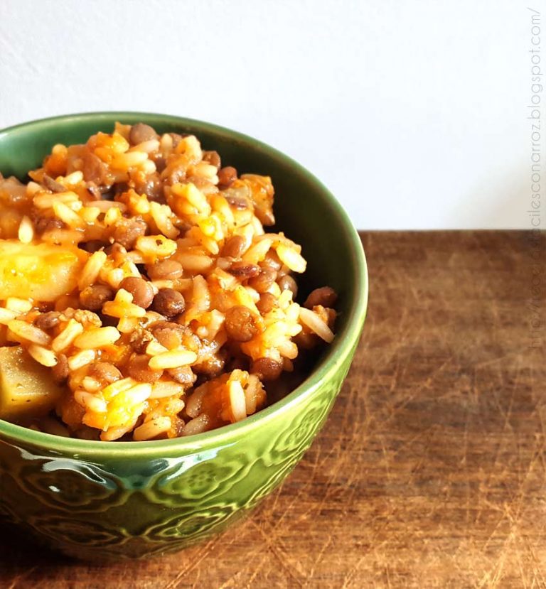Guiso de lentejas y arroz integral